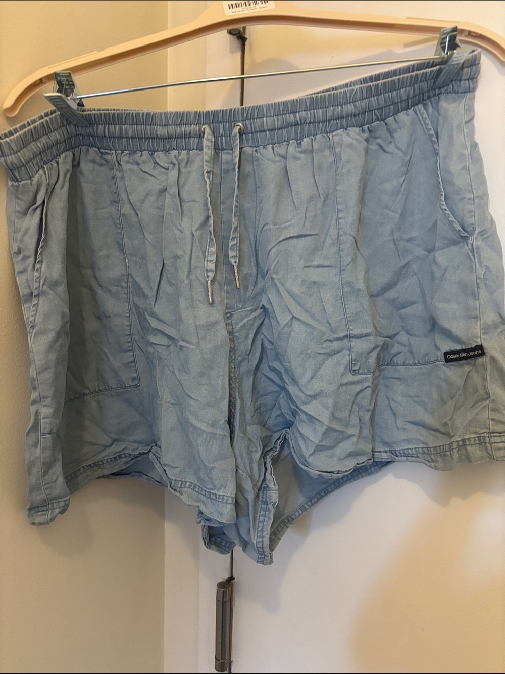 Calvin Klein Pale Blue Drawstring Hybrid Shorts